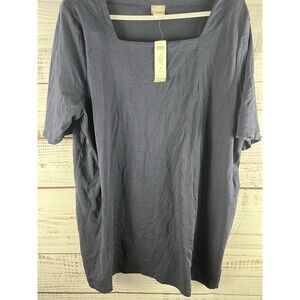 Chicos Knit Tunic Top Women’s 4 XXL Navy Blue Liquid stretch minimalist Soft New